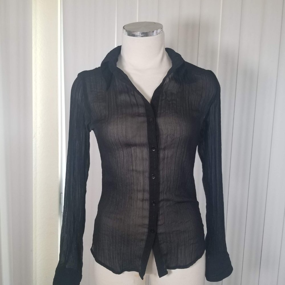 Sheer Black Button-up